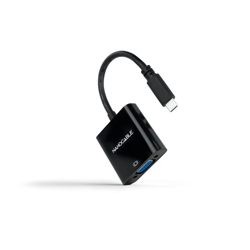nanocable conversor usb c a vga, usb c/m vga/h, plástico, color negro, 10 cm