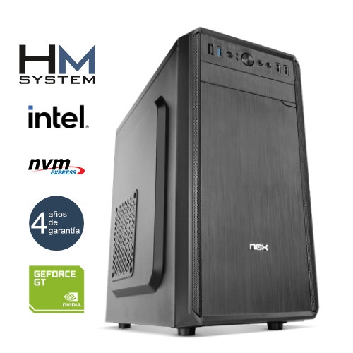 hm system solano c8+ minitorre mt 12ª gen intel core i5 12400f 16gb ddr4 500gb ssd m.2 nvme gt 1030 2gb dedicada usb 3.0 4 años garantía 30 días doa