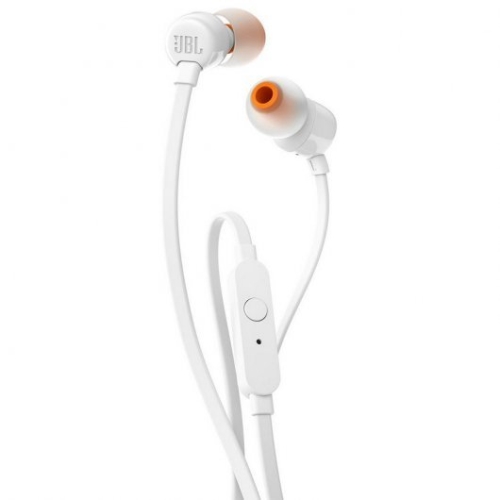 jbl tune 110 auriculares con microfono manos libres control en cable cable plano de 1.11m color blanco