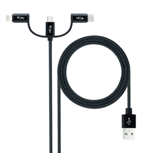 cable usb 3 en 1 usb a a usb c/micro/lightning 1 m