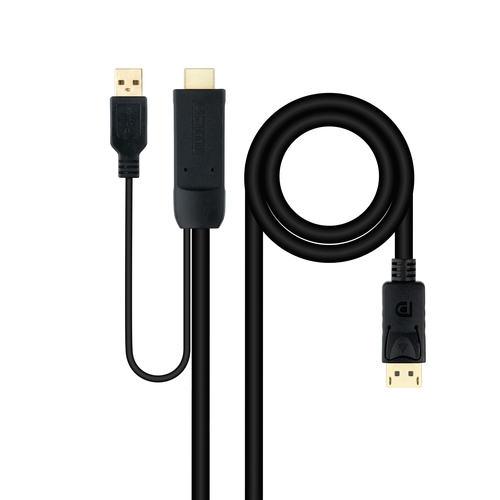 cable conversor hdmi a dp, hdmi/m dp/m negro 1.8 m