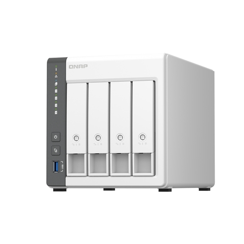 qnap ts 433 4g servidor nas 4 x sata (3.5"/2.5") arm cortex a55 quad core 4gb (max) 1 x 2,5 gbe 1 x rj45 wol 2 x usb 2.0 2 x usb 3.2