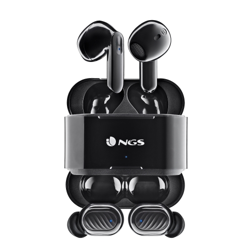 ngs artica duo pack de 2 pares de auriculares bluetooth 5.1 tws manos libres autonomia hasta 5h controles tactiles estuche de carga