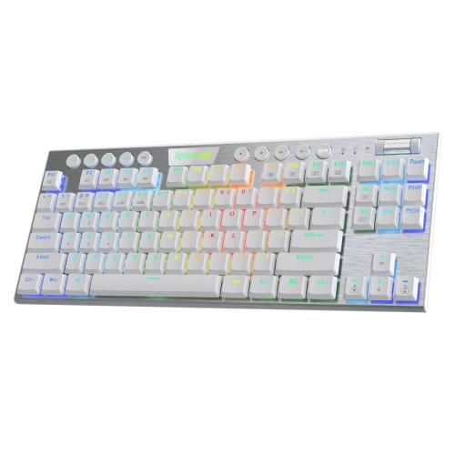 redragon horus teclado mecánico tkl gaming inalámbrico rgb switch rojo español (la) blanco