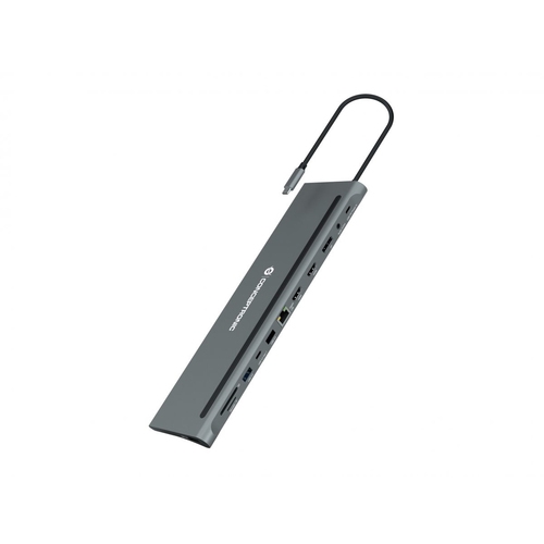 adaptador usb c 12in1 conceptronic hdmix2 displayport gigabit usb c datos usb a audio lan lector tarjetas donn15g