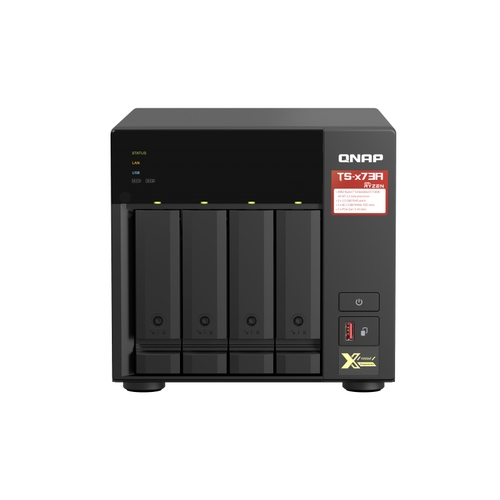 qnap ts 473a 8g servidor nas 4 x sata (3.5"/2.5") 2 x m.2 amd rx 421nd quad core 8gb (hasta máximo 16gb sodimm ddr4) 4 x gbe wol 2 x pcie gen3 x4 4 x usb 3.2