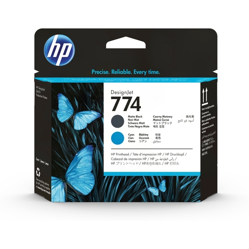 hp 774 cabezal de impresion original negro mate, cyan p2w01a