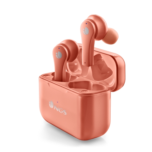 ngs artica bloom coral auriculares intrauditivos bluetooth 5.1 tws manos libres asistente de voz autonomia hasta 7h base de carga color coral