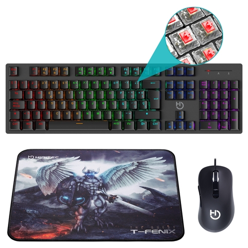 hiditec combo gaming gk400 tecl+rat+alfombrilla