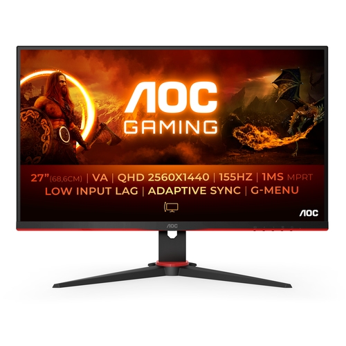 monitor gaming aoc q27g2e/bk 27"/ qhd/ 1ms/ 144hz/ va/ negro y rojo