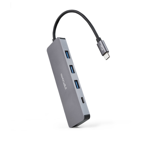 hub usb c/m a 3xusb3.0/h + 1xusb c/h aluminio 10cm