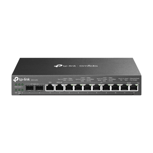router vpn con switch poe y controlador omada tp link er7212pc 8p poe+ 110w 2p sfp gigabit