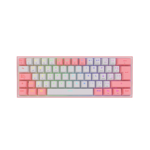 redragon fizz pro teclado mecanico gaming inalámbrico rgb español la blanco/rosa