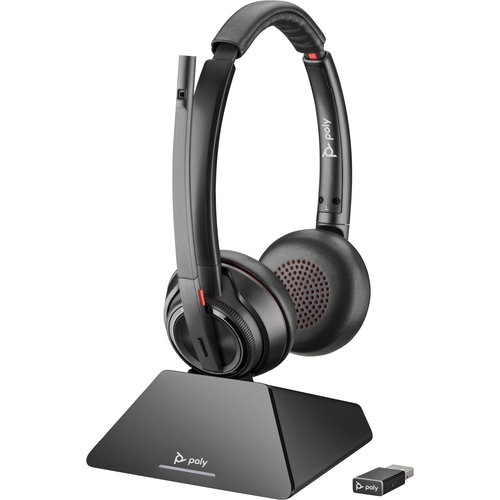poly auriculares plantronics savi 8220 inalámbrico de diadema estéreo biauricular supra aural 18000 cm dect 6.0 32 ohm 20 hz a 20 khz cancelación de ruido micrófono