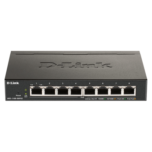 switch semigestionable d link dgs 1100 08pv2/e 8p giga poe (64w) no rack