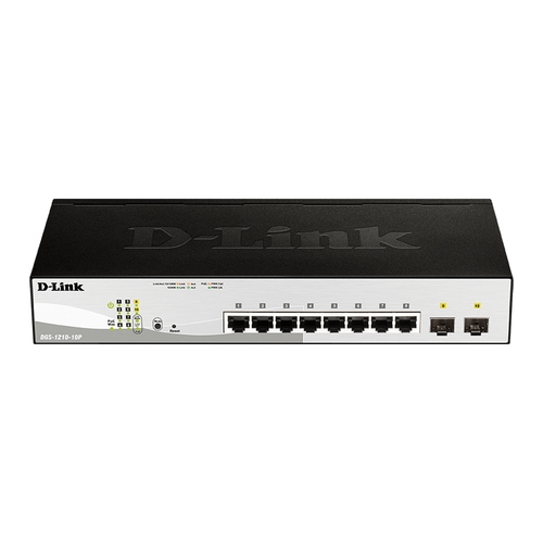 switch semigestionable d link dgs 1210 10p/e 10p giga con 8p poe (65w) + 2p giga combo rack