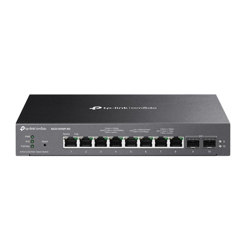 switch semigestionable tp link sg2210mp m2 10p 8p poe+ 2.5gbs + 2p 10g sfp+ total 160w poe