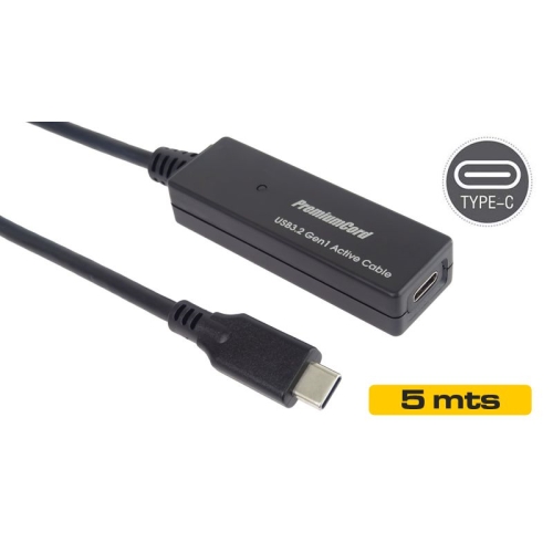 cable usb extensor 3.1 c macho usb 3.1 c hembra gen1 5 m negro