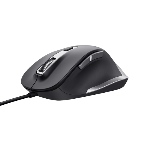 mouse trust fyda con cable, 6 botontes, rueda desplazamiento 5000dpi negro 24728