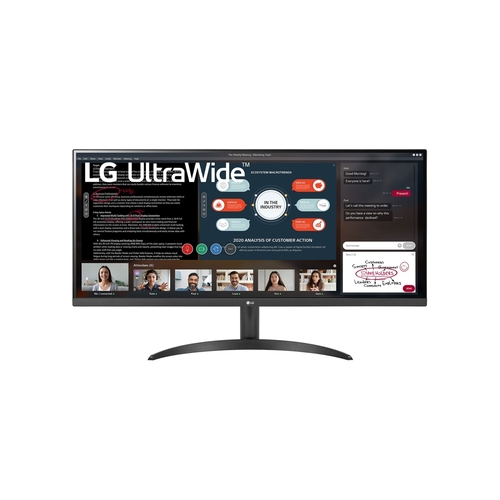 lg monitor led 34" ips ultrawide fullhd 1080p 75hz freesync respuesta 5ms angulo de vision 178º 21:9 hdmi, salida auriculares vesa 100x100mm