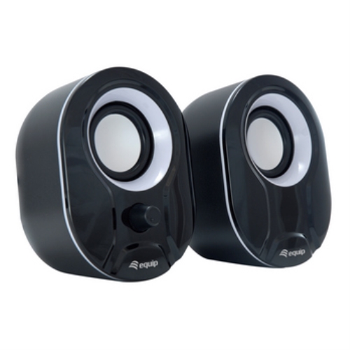 altavoces 2.0 equip life 6w rms color negro y blanco jack 3.5 control de volumen alimetancion usb