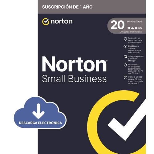 norton small business 2.0 250gb es 1 usuario 20 dispositivos 1 año esd licencia electrónica