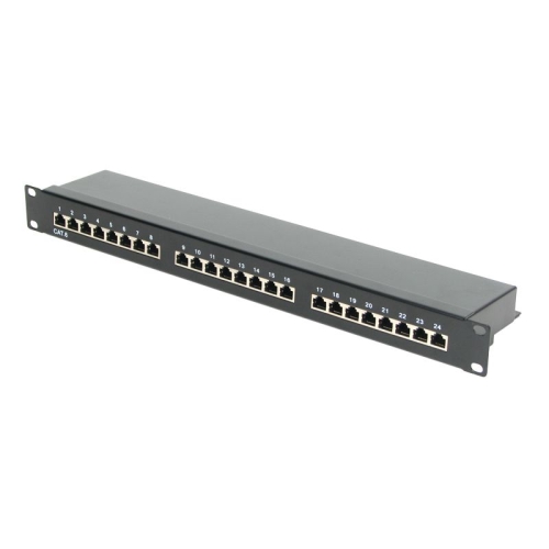 panel de transferencia ftp 19" cat.6 con organizador de cables 24 puertos 1u (patch panel 24 p)