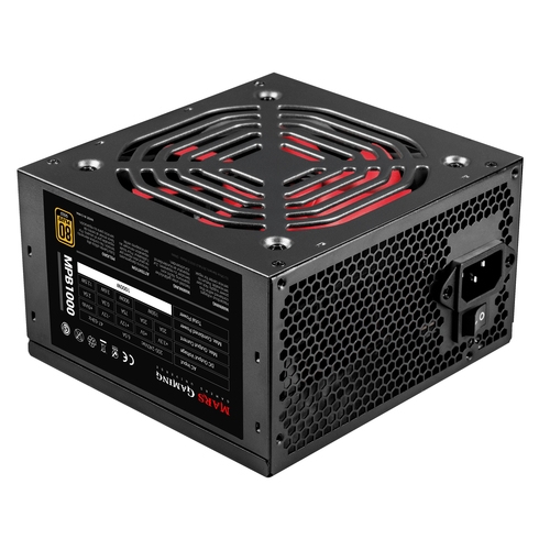 fuente de alimentacion mars gaming 1000w, certificacion 80+ gold, pfc activo, vent. 12x12cm, ultra silenciosa 10db