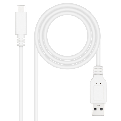 cable usb 2.0 3a, tipo usb c/m a/m, blanco, 2.0 m