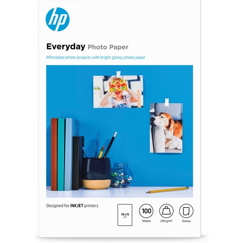 hp papel photo glossy uso diario, 100 hojas, 10 x 15cm, 200gr