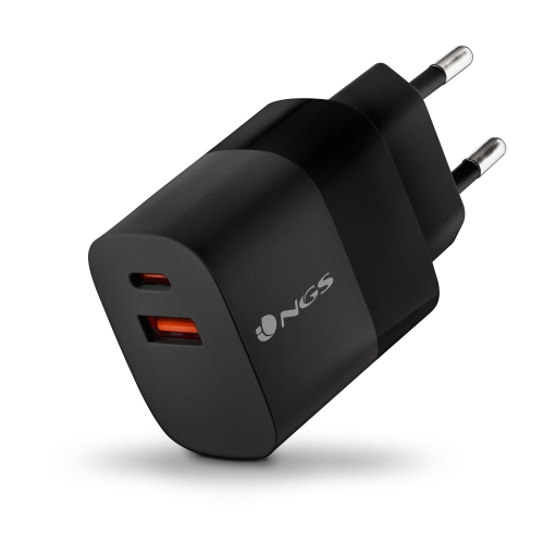 ngs bud 33w cargador universal de pared 33w ultrarapido 1x usb c pd & pps, 1x usb a qc 3.0 color negro