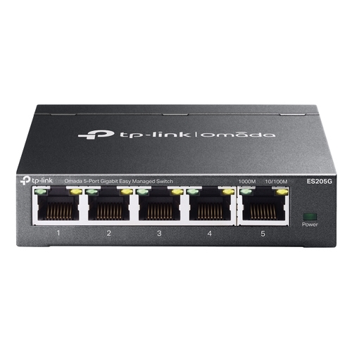 switch gestionable tp link es205g omada 5x rj45 1gb facil gestion carcasa metalica vlan qos