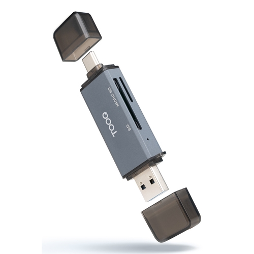 lector tarjetas usb3.0 (usb c+usb a), sd/tf, gris