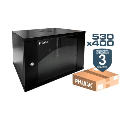 rack mural phasak 12u 530x400 negro desmontado