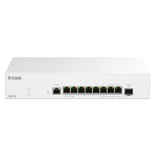 router empresarial d link dbr 700 1xgiga/2,5g wan 1xgiga/2,5g wan/lan 6xgiga/2,5g lan 1x2,5g/sfp