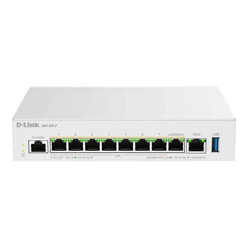 router vpn firewall switch d link dbr 600 p 1xgiga/2,5g wan 1xgiga/2,5g wan/lan 7xgiga/2,5g/lan poe