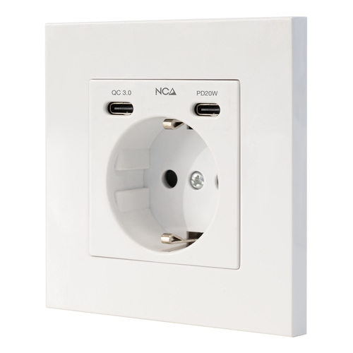 base enchufe pared toma schuko 2usb c pd20w,blanco