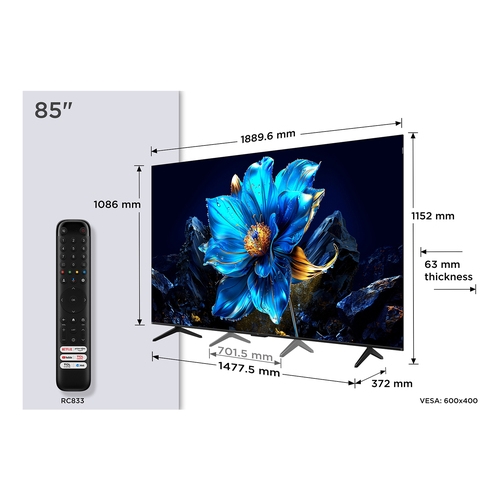 tcl 85p7k tv 85 uhd qled googletv dolby atmos