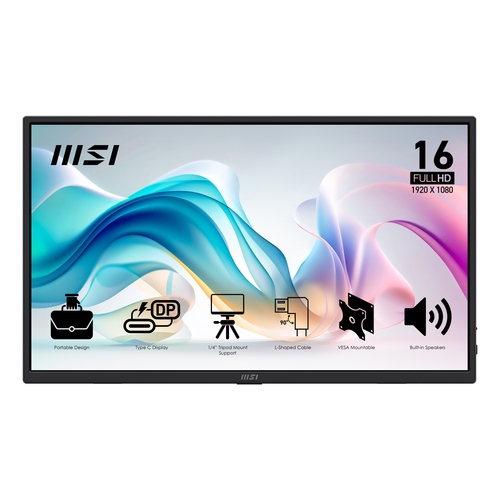 msi mp165 e6 monitor15.6ips fhd portátil usbc mm