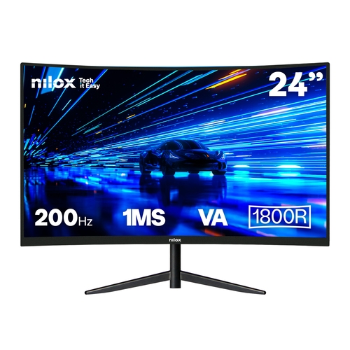 monitor 24" curvo dp hdmi nilox nxm24crv2001 va fhd 200hz 1ms 250cd/mÂ² vesa 75x75