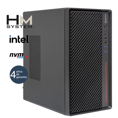 hm system corus c10+ minitorre mt 14ª gen intel core i7 14700 16gb ddr4 1tb ssd m.2 nvme 500w 80+ bronze usb 3.0 4 años garantía 30 días doa