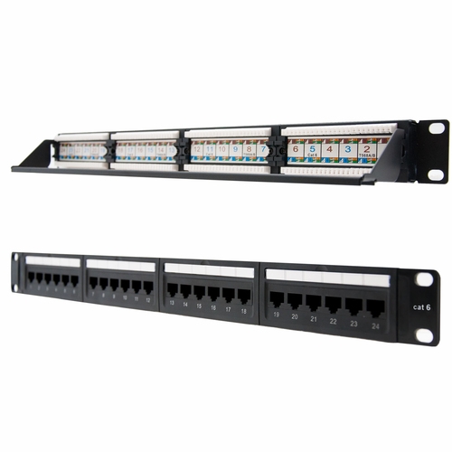 nanocable panel de parcheo (patch pannel) de 24 puertos rj45 cat.6 utp, 19" 1u dual idc color negro hembras incluidas nanocable panel de parcheo (patch pannel) de 24 puertos rj45 cat.6 utp, 19" 1u dual idc color negro hembras incluidas