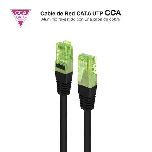cable red cat.6 utp awg26 cca, negro, 20 m