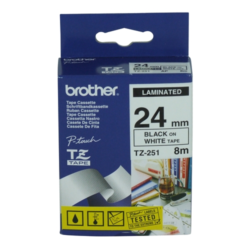 brother cinta rotuladora laminada negro/blanco 8m 24mm/200/220/300/2500