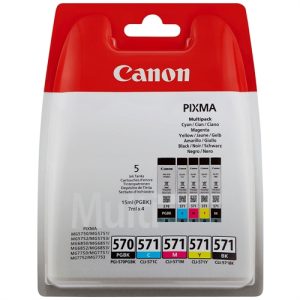 canon cartucho de tinta canon cli 571 negro, cián, magenta, amarillo tinta 4 / blister pack