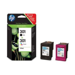 hp cartucho j3m81ae negro/tricolor nº301 190 pag. pack 2 deskjet/1000/1050/1050a/2000/2050/2050se/2050a/2054a/3000/3050/3050se/3050ve/3050a/3052a/3054a n9j72ae/cr340