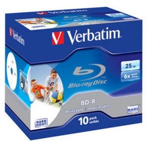 verbatim blu ray disc r wide printable 6x 25gb jewel case 10