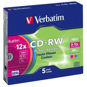 verbatim cd rw 700mb 8x 12x slim 5 datalife