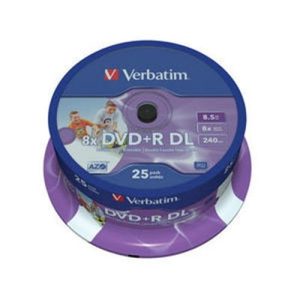 verbatim dvd+r doble capa 8.5gb 8x bobina 25 imprimible advanced azo