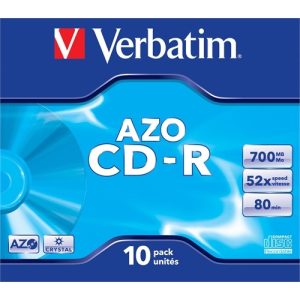 verbatim cd r 700mb 52x jewel case 10 super azo